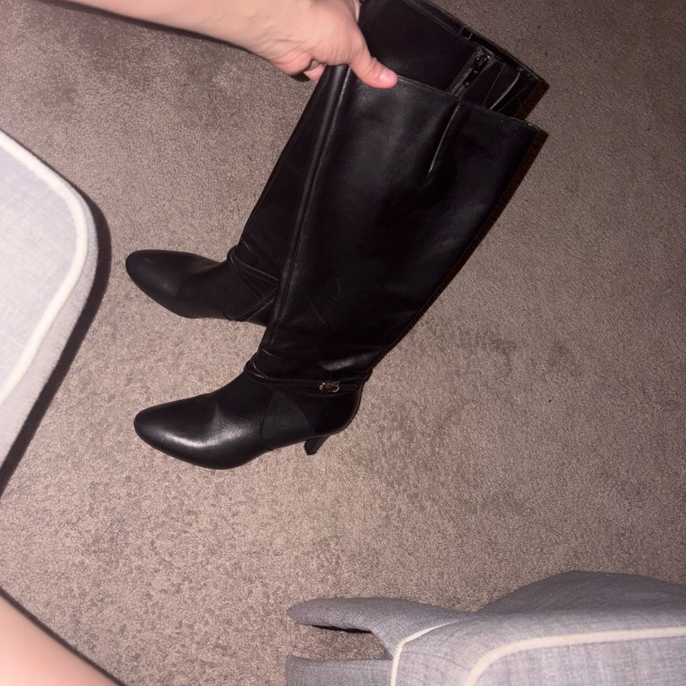Ralph Lauren Black Over-the-Knee Pointed Toe Boots